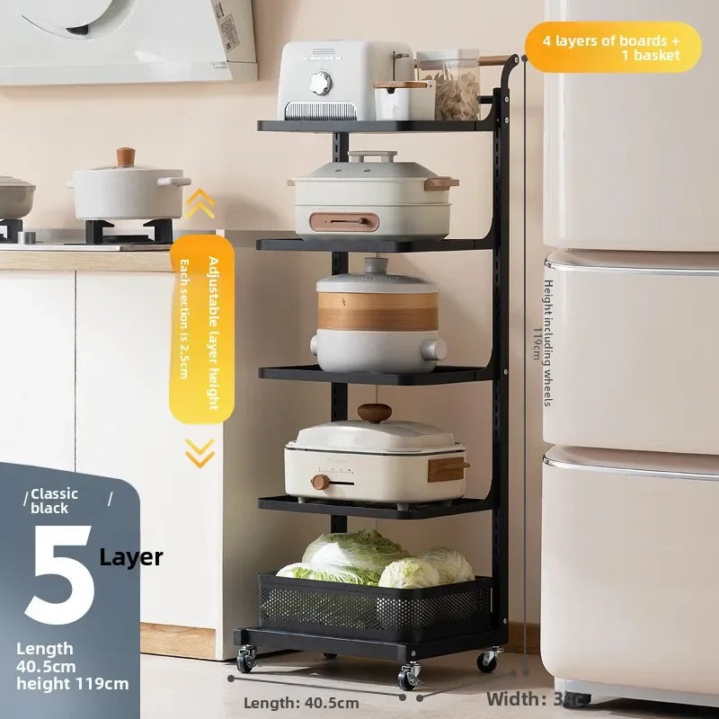 Kitchen rack Household floor-to-ceiling pot rack Multi-layer fruit and vegetable vegetable basket trolley storage rack Oasis Select