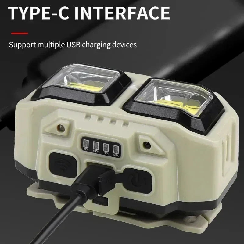 Rechargeable COB Induction Headlamp Powerful LED Head Light with 4 Lighting Modes Lantern for Outdoor Camping Fishing Emergency Oasis Select