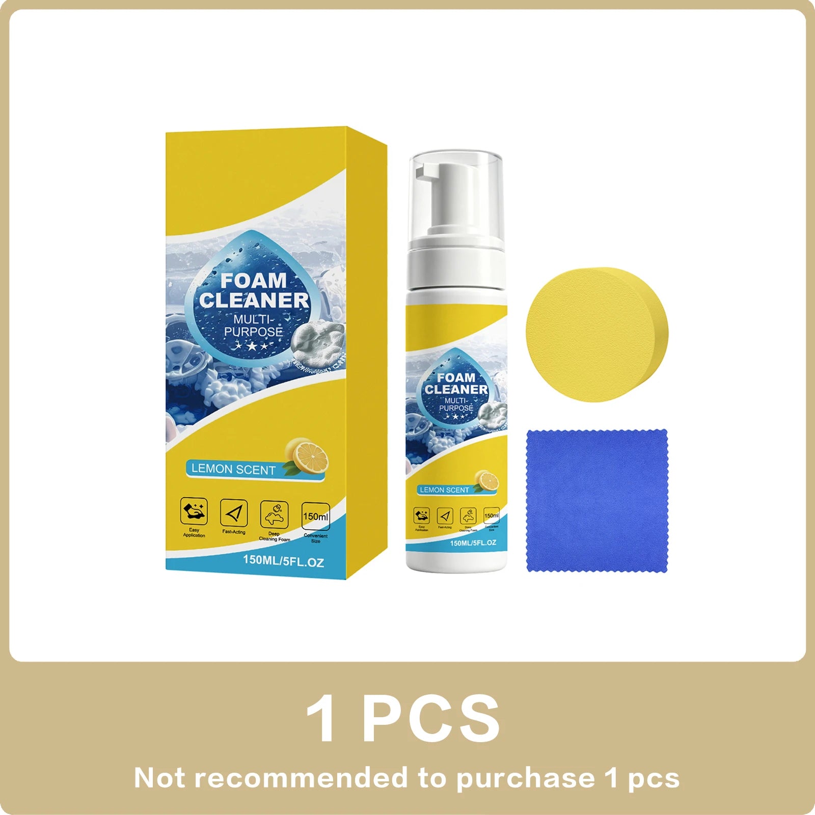 Multi Purpose Foam Cleaner Kit Deep Stain Removal No Scrub Car Interior Exterior Cleaner Dense Foam Quick Dry No Residue 150ml Oasis Select 150ml