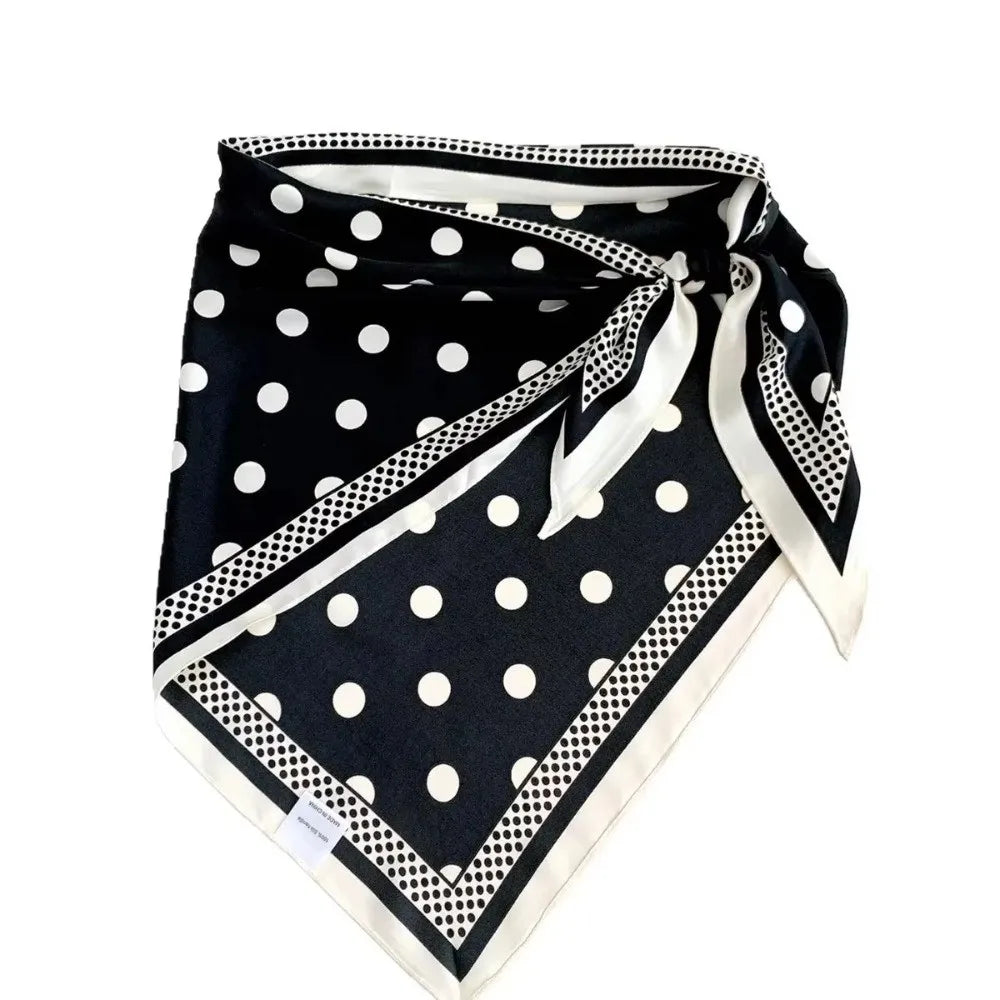 New Multi-functional Polka Dot Triangle Scarf Matching Pants Silk Satin Waist Belt Decorative Headscarf Oasis Select