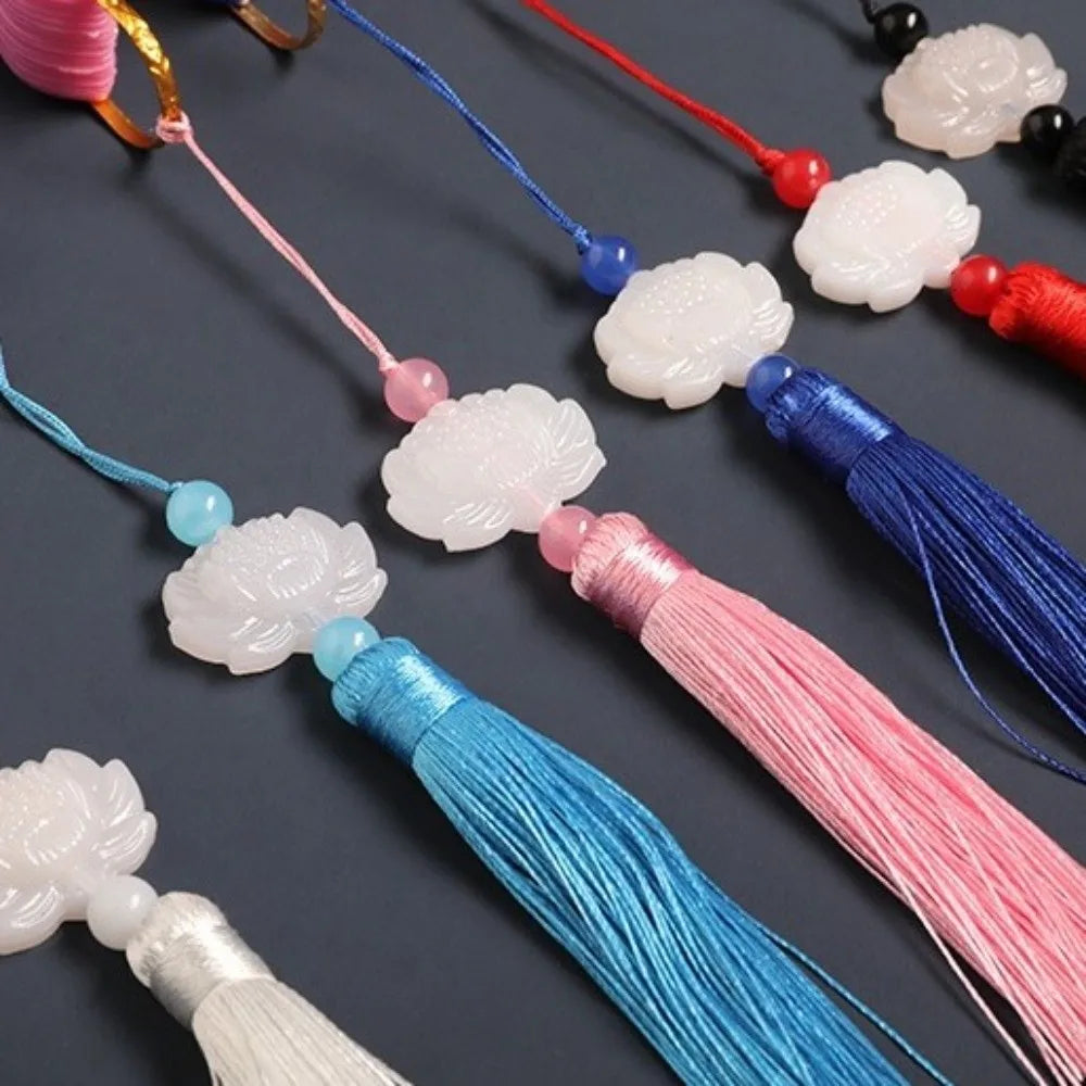 Chinese Folding Fan – Flower Pattern Hanfu Fan with Tassel