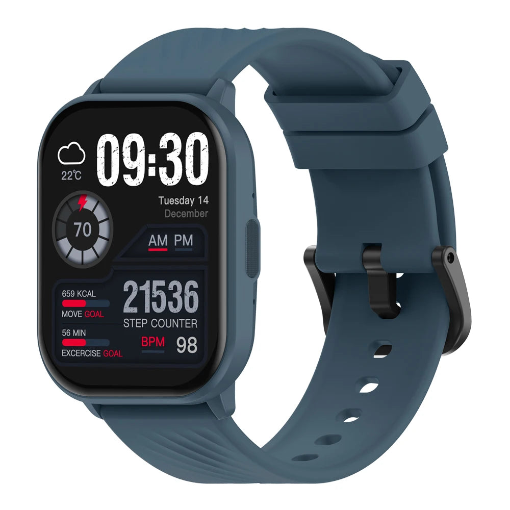 2.03' Smart Watch Men Fitness Tracker Message Push Blue Tooth Call Smartwatch Heart Rate Monitoring Games Sports Voice Assistant Oasis Select Blue