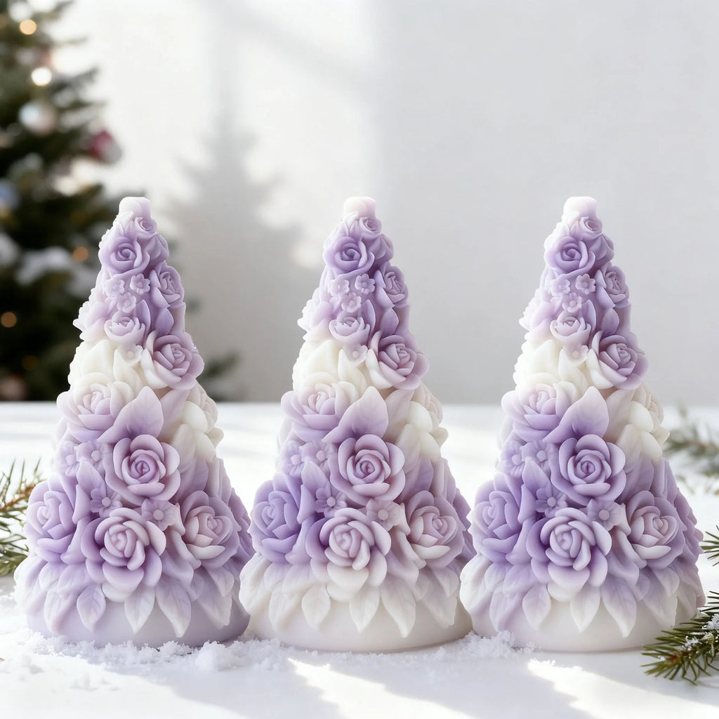 Rose Christmas Tree Candle Silicone Mold DIY Rose Aromatherapy Gypsum Resin Mold Christmas Tree Craft Decor Mold Oasis Select