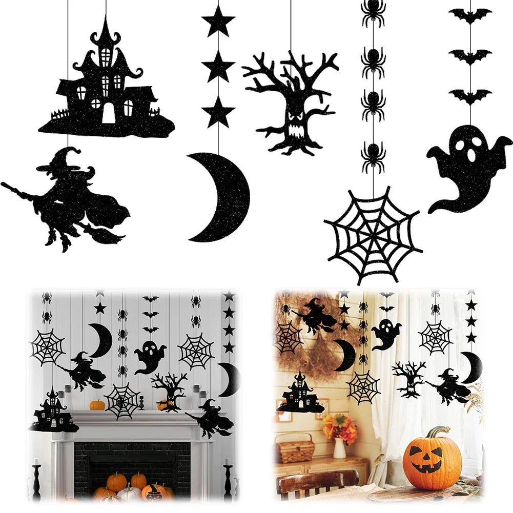 6-Pc Halloween Hanging Ghost Spider Wizard Pendants | PVC Decor Halloween Party Decorations Oasis Select