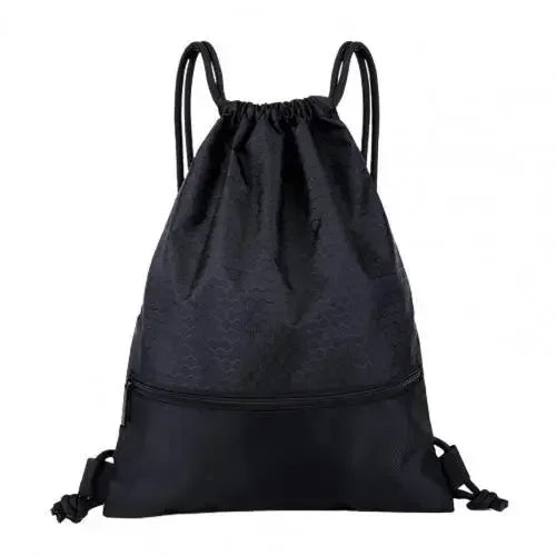 Outdoor Sport Drawstring Pocket Simple Backpack Men's and Women's Fitness Backpack Lightweight Basketball Bags Oxford Zipper Bag Oasis Select Black