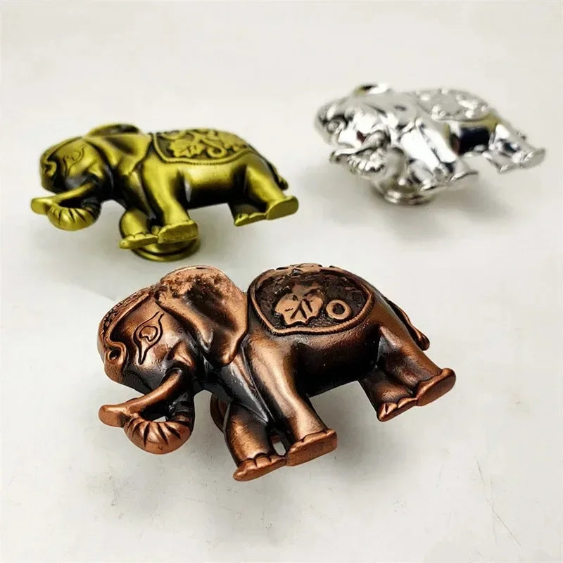 Elephant Knob and Handle Solid Zinc Alloy Single Hole Cabinet Drawer Furniture Handles Retro Cupboard Pulls Oasis Select