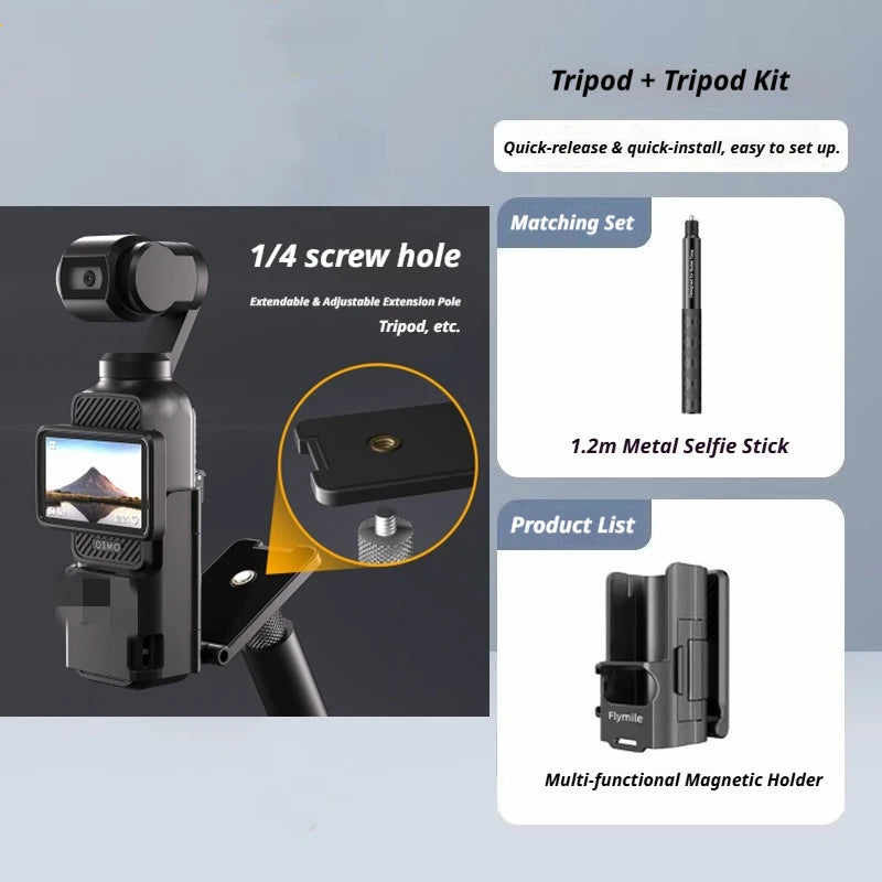 Flymile Magnetic Mount for DJI Osmo Pocket 3 | Vlog & Cycling
