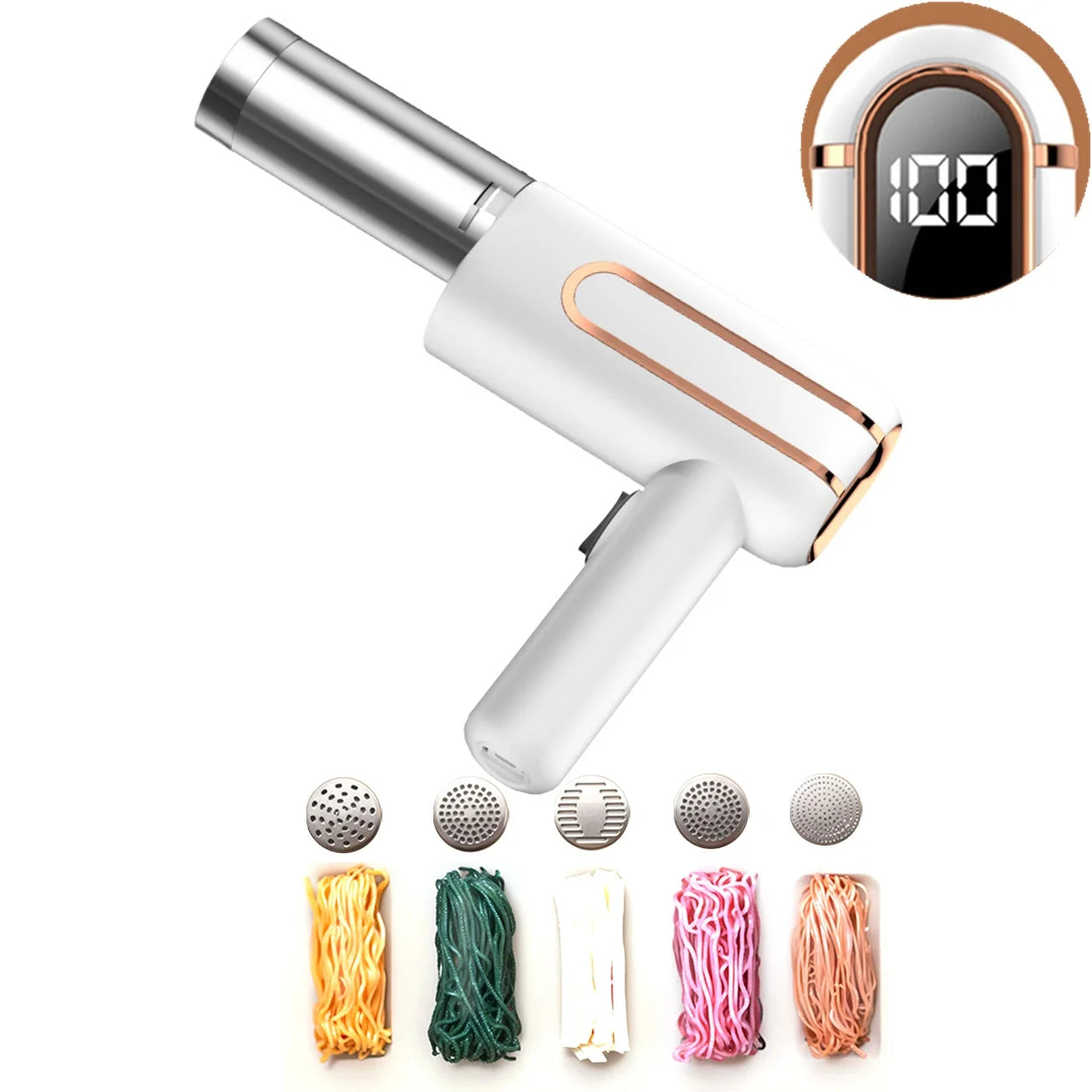 Electric Wireless Noodle Maker – 5 Molds, USB Rechargeable