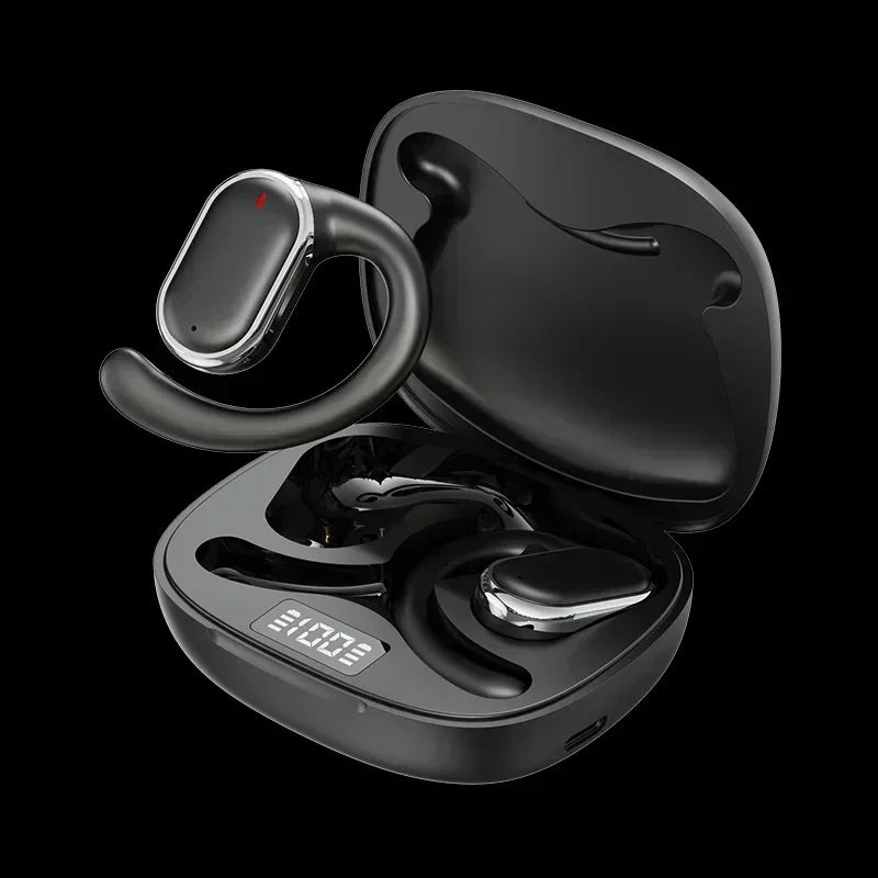 Wireless Ear Hanging Headset, Noise Reduction Hanging Earphones, Waterproof Ear Earphones For Sports Work Running Walking Oasis Select black