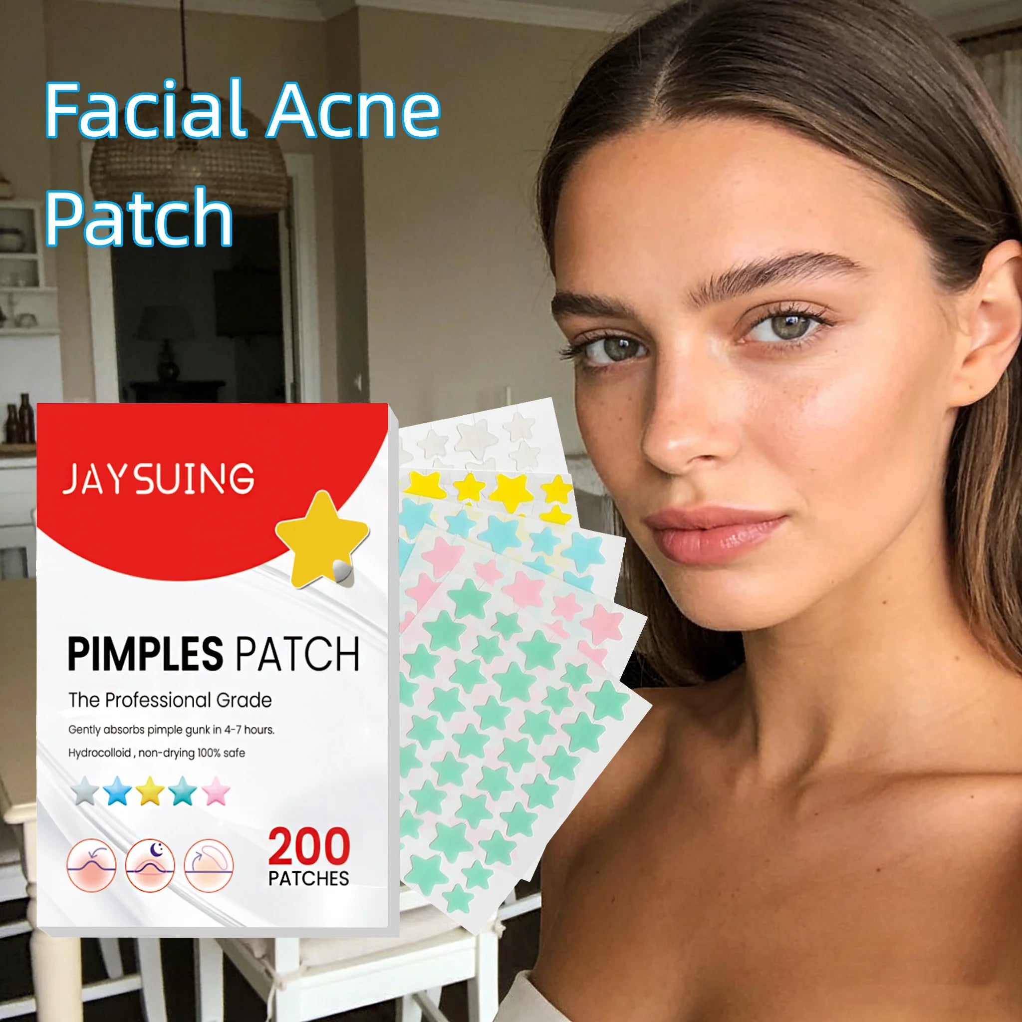 JAYSUING Facial Acne Patch Improve Inflammation Remove Acne Cleanning Dirt Shrink Pores Relieve Discomfort Facial Soothing Patch Oasis Select