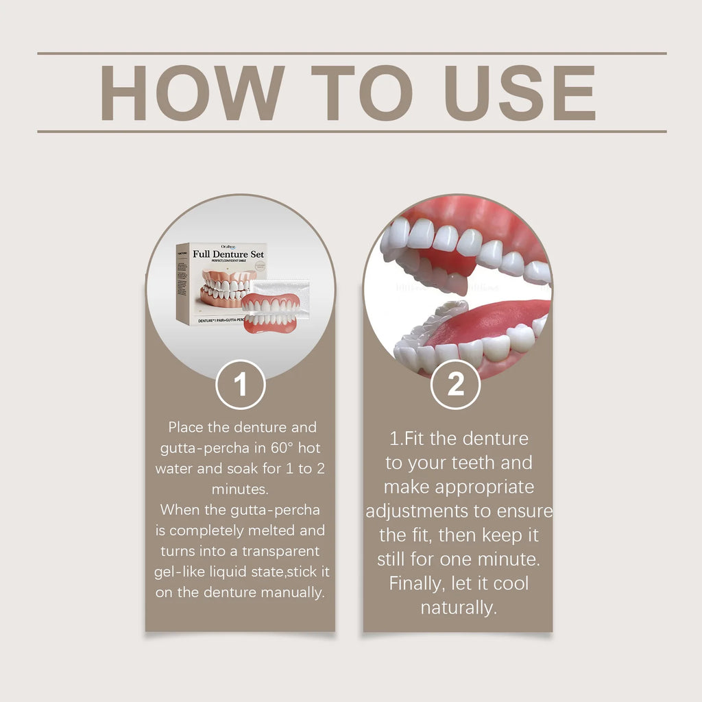 Oralhoe Adjustable Fake Teeth Veneer Kit – Upper & Lower Dentures Cosmetic Denture Kit Oasis Select