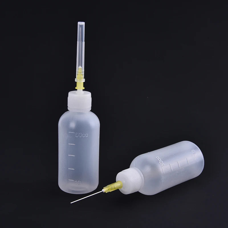 3pcs 50ml Transparent Polyethylene Needle Dispenser Dispensing Bottle For Rosin Solder Flux Paste + 3 Needles Tools Oasis Select