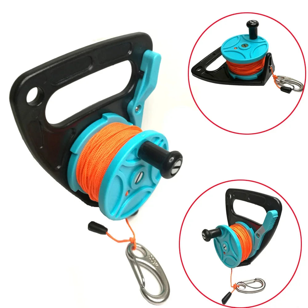 150ft Line SMB Dive Wreck Cave Diving Reel with Handle Thumb Stopper Clip Hook for Underwater Scuba Diving Diver Snorkeling Oasis Select Default Title