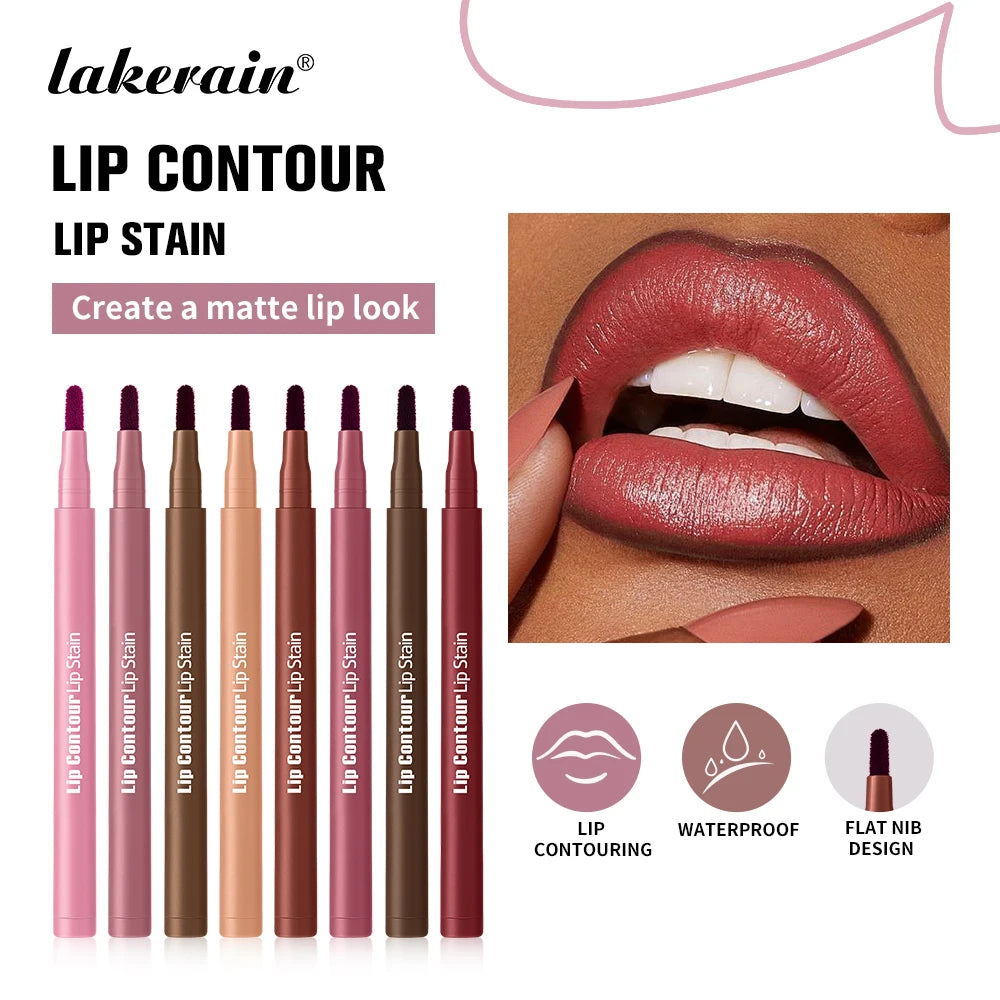 Long-lasting Lip Contour Lip Stain 2 In 1 Smudge-proof Lip Liner Pencil Ultra Pigmented Dual-Sided Design Non-Stick Cup Makeup Oasis Select