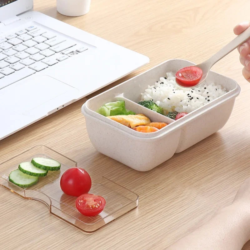 850ml Eco-friendly Wheat Straw Lunch Box Microwave Safe Airtight Bento Container With Tableware For Office Worker Meal Prep Oasis Select