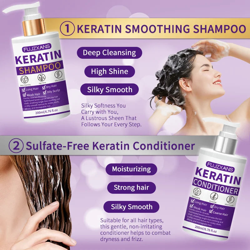 Keratin Shampoo & Conditioner Set – Anti-Frizz Hair Repair Keratin Hair Care Set Oasis Select
