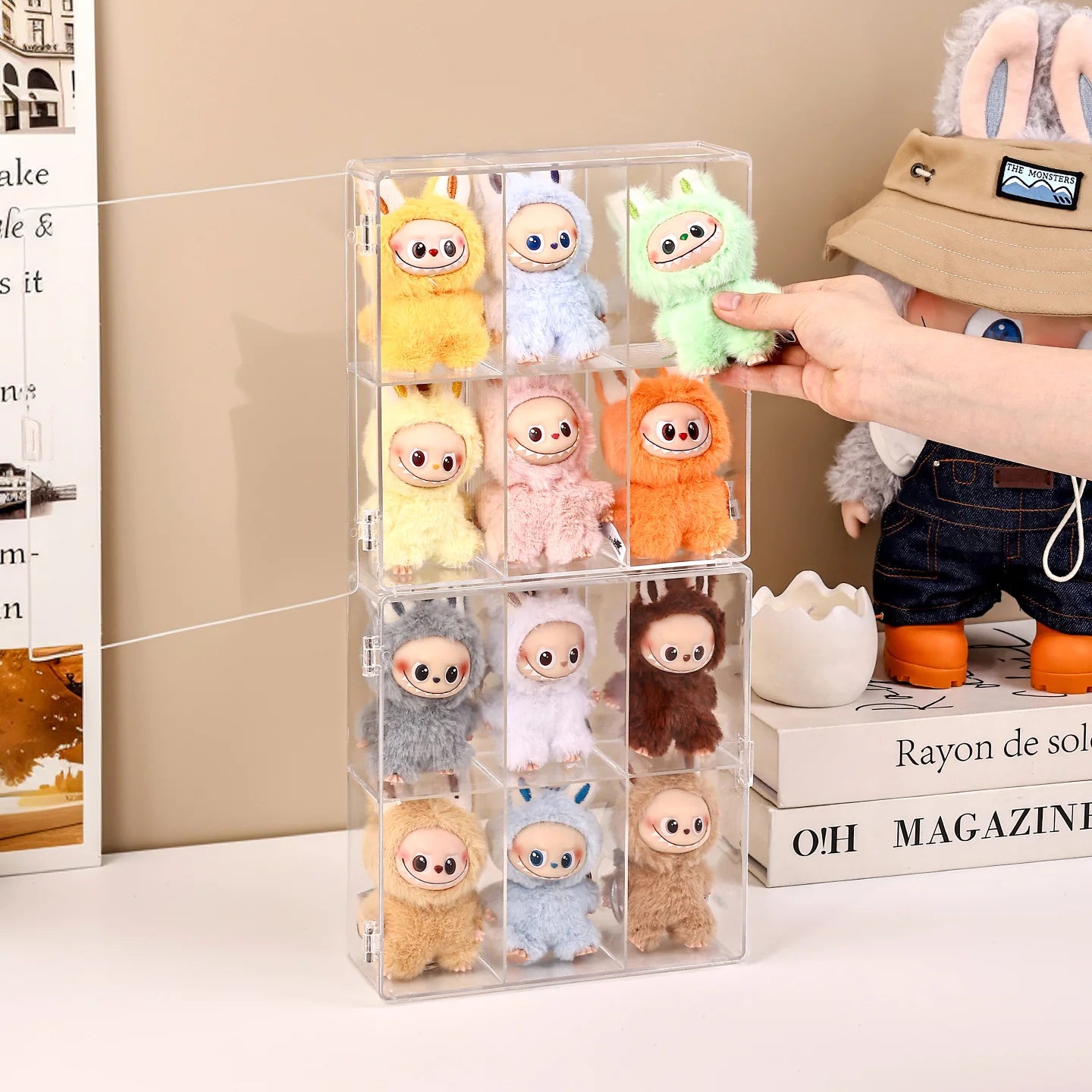 1pc Foldable Acrylic 6-Grid Blind Box Display Box Compartment Collectible Doll Storage Box, Hair Accessory Jewelry Storage Box Oasis Select