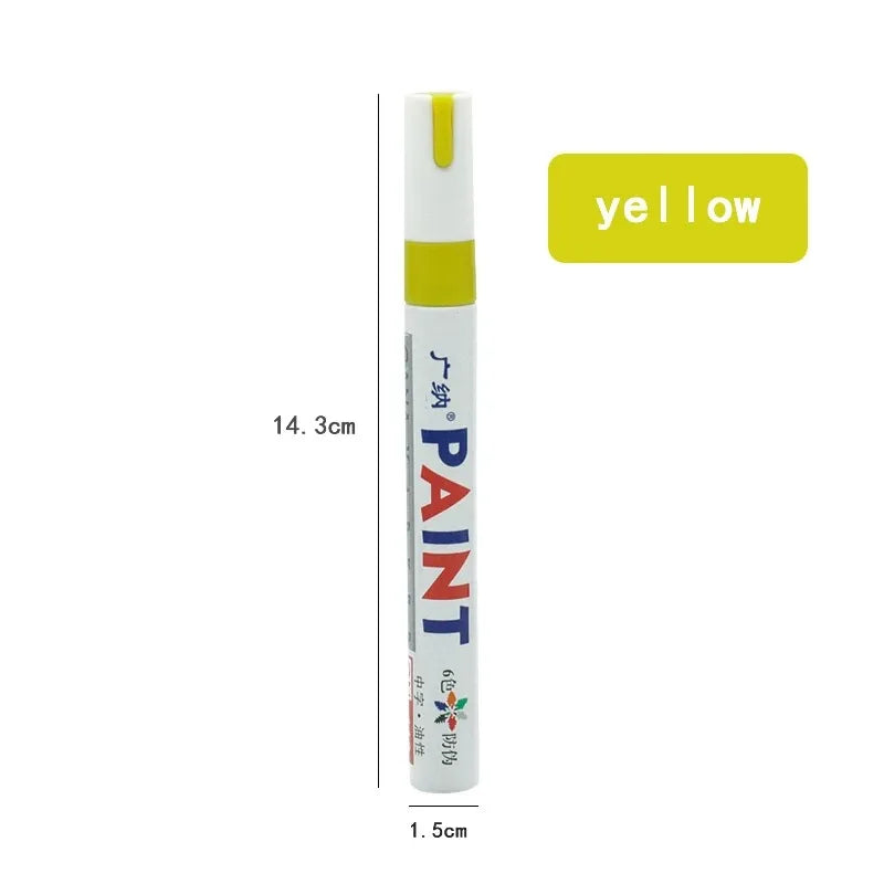 White Waterproof Cars Wheel Tire Oily Mark Pen Auto Rubber Tyre Paint Pen Cd Metal Permanent Paint Marker Graffiti Touch Up Oasis Select Yellow