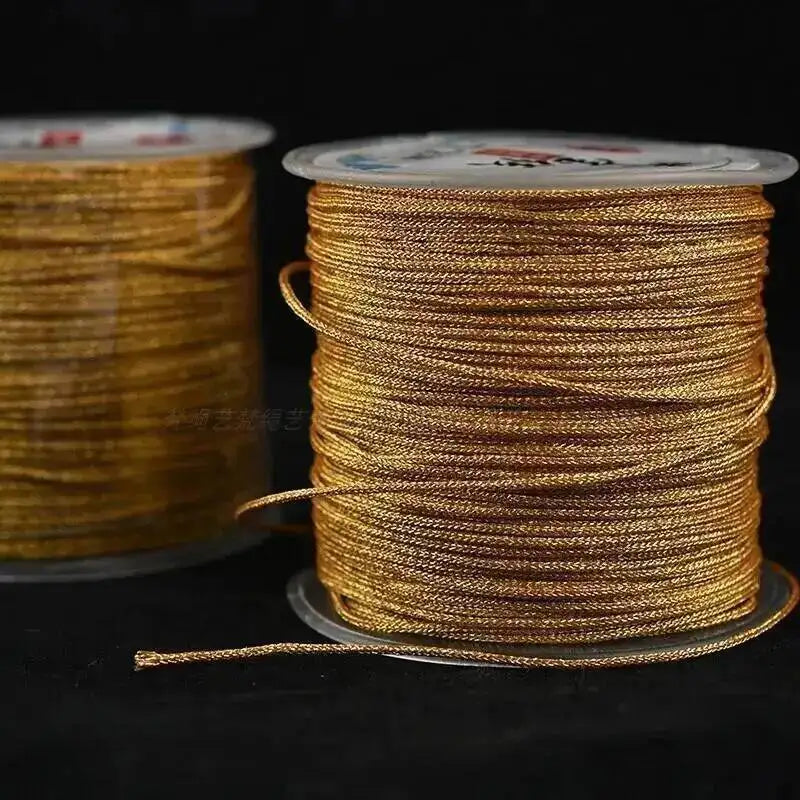 0.8mm Golden Woven Jade Thread Jewelry Beaded Accessories DIY Material Bracelet Necklace Woven Cord Line Length 30m Oasis Select