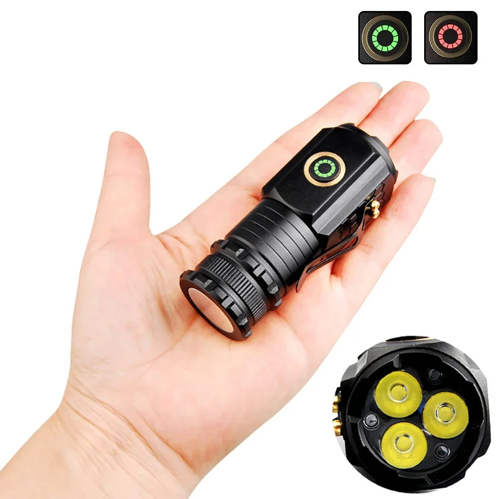 Super Bright Mini Led Flashlight with Clip Rechargeable Lamp with Magnet Multifunction Portable Outdoor Camping Lighting Lights Oasis Select