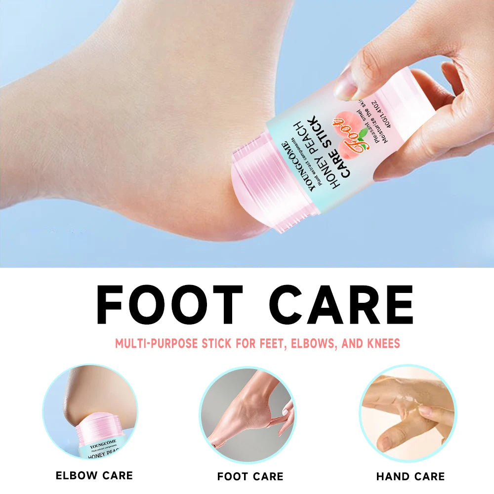Honey Peach Foot Care Cream - 72H Moisturizing & Crack Repair, Natural Anti-Odor Formula, Portable Heel Balm for Dry/Calloused Oasis Select
