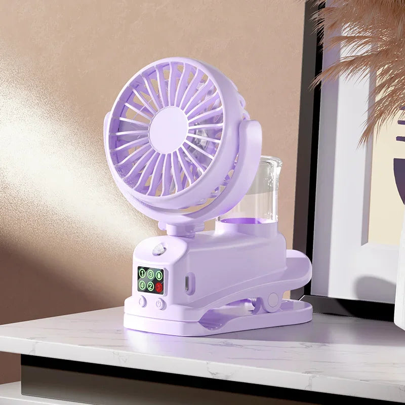 Refrigerating Clip Spray Fan Rechargeable Office Dormitory Outdoor Multi-Functional Desktop Clip Fan Moisturizing Oasis Select Purple