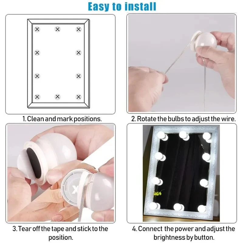 Makeup Mirror LED Light Bulbs Vanity Lights USB 12V Bathroom Dressing Table Lighting Dimmable LED Vanity Light For Mirror Light Oasis Select