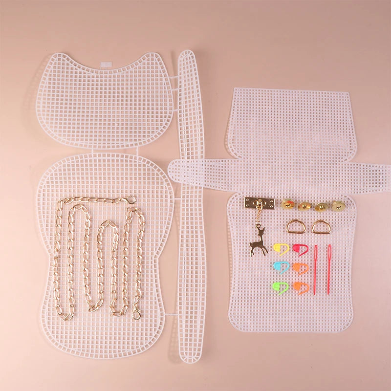 1 Set Auxiliary Knitting Plastic Mesh Kit DIY Craft Bag Knitting Materials Handbag Shoulder Bag Mesh Cover Bag Bag Accessories Oasis Select