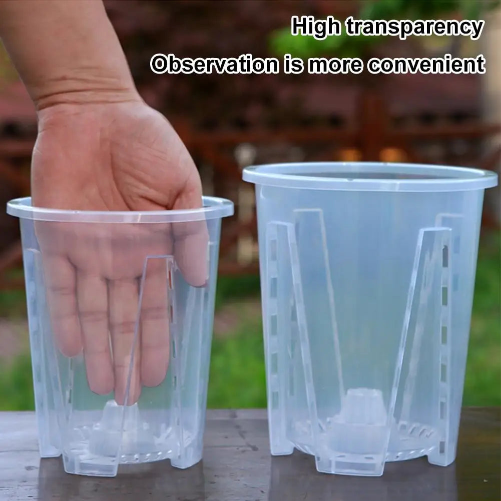 Clear Orchid Planter Pot – PP Plastic, Air Holes & Drainage