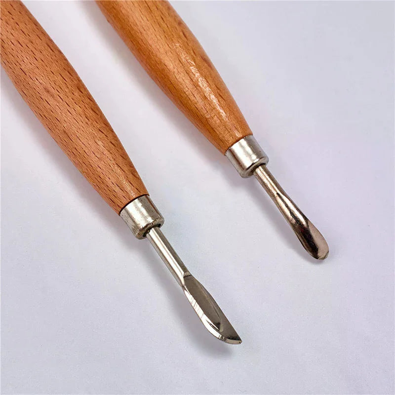 2pcs Leather Craft Tool Set Modeling Stylus Carving Tool Embossing Carving Blade Press Design Tool Oasis Select