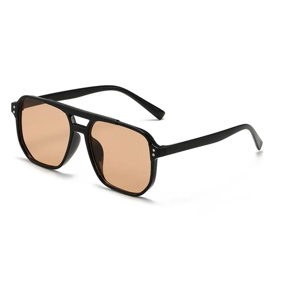 Punk Square Frame Sunglasses Anti-UV Travel Accessories Black Shades Glasses Beach Eye Protection Retro Sunglasses for women men Oasis Select khaki