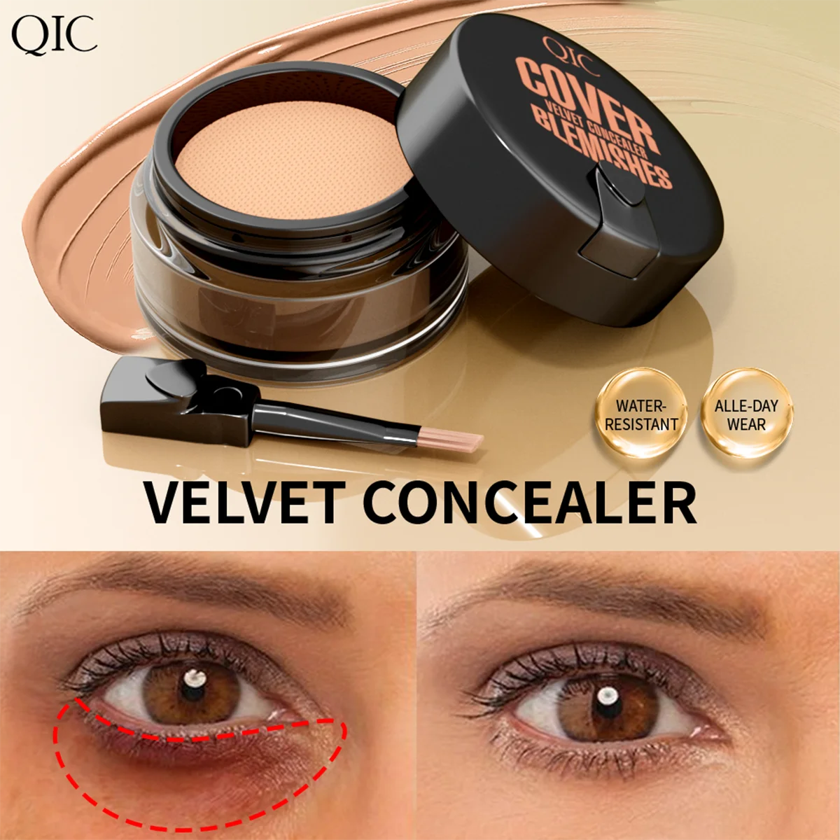 QIC Hydrating Eye Brightening Concealer Cream | Full Coverage