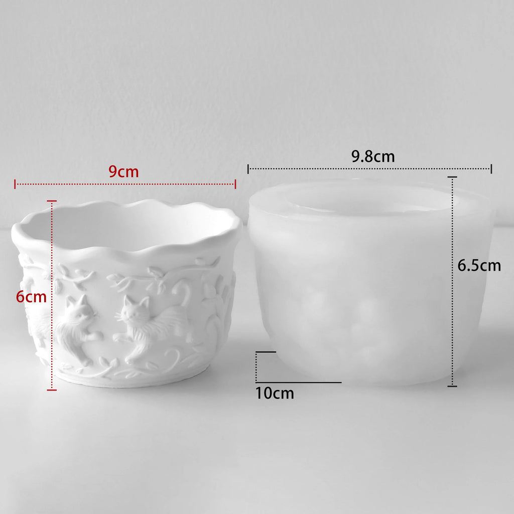 Animal Gypsum Flowerpot Silicone Mold DIY Cat And Dog Relief Ceramic Drip Pot Mold Oasis Select B
