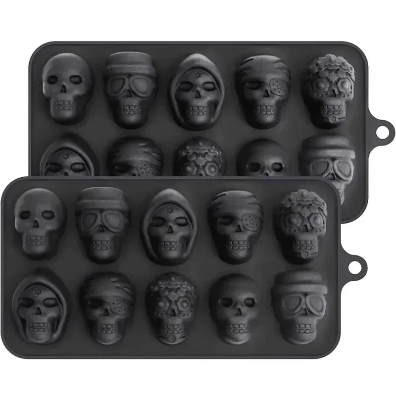 Skull Ice Cube Mold 10-Grid Skull Ice Mold for Halloween Kitchen Tools Reusable Making Accessory for Chocolate Ice Cream And Oasis Select