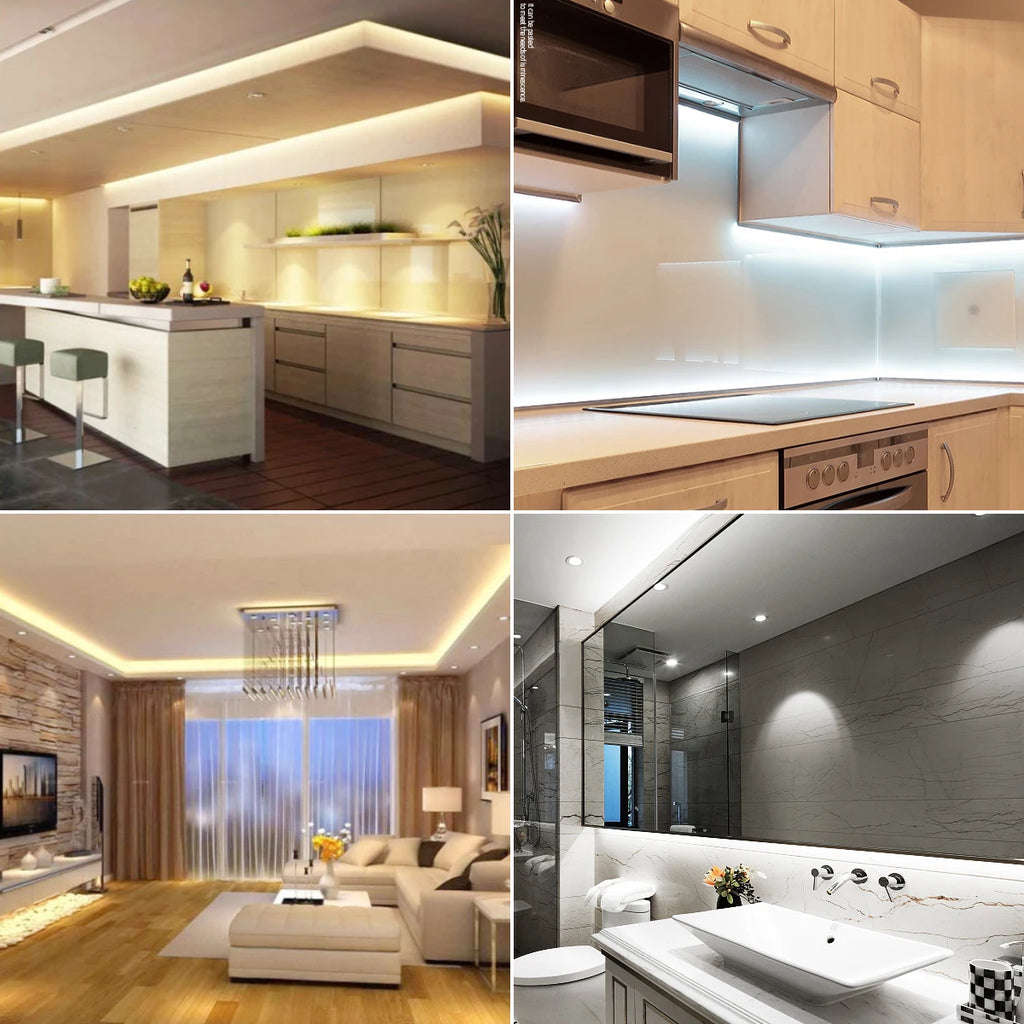 DC12V LED Strip Lights with Hand Sweep Motion Sensor 1M/2M/3M/5M Neon Tape for Cabinet Bathroom Mirror Lighting Hand Sweep Contr Oasis Select