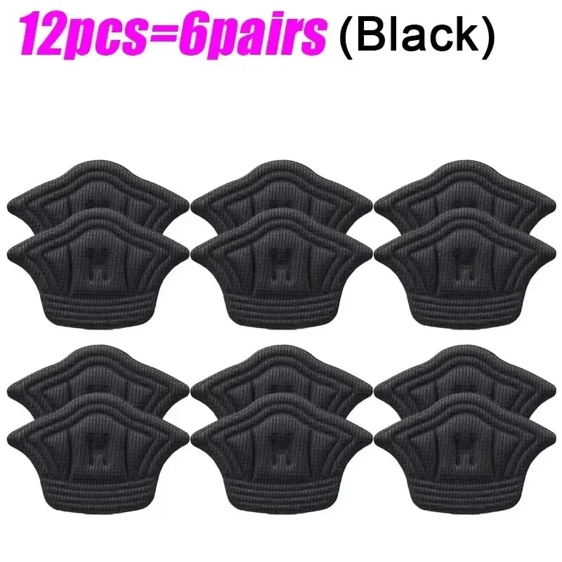 1/2/6Pairs Shoe Pad Foot Heel Cushion Pads Sports Shoes Adjustable Antiwear Feet Inserts Insoles Heel Protector Sticker Insole Oasis Select Black-12pcs-5mm