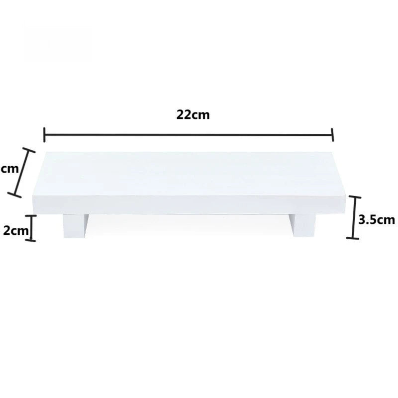 Tray Display Stand Farmhouse Bathroom Decor Wooden Soap Pedestal Riser Kitchen Dish Holder for Vanity Counter Sink Oasis Select White
