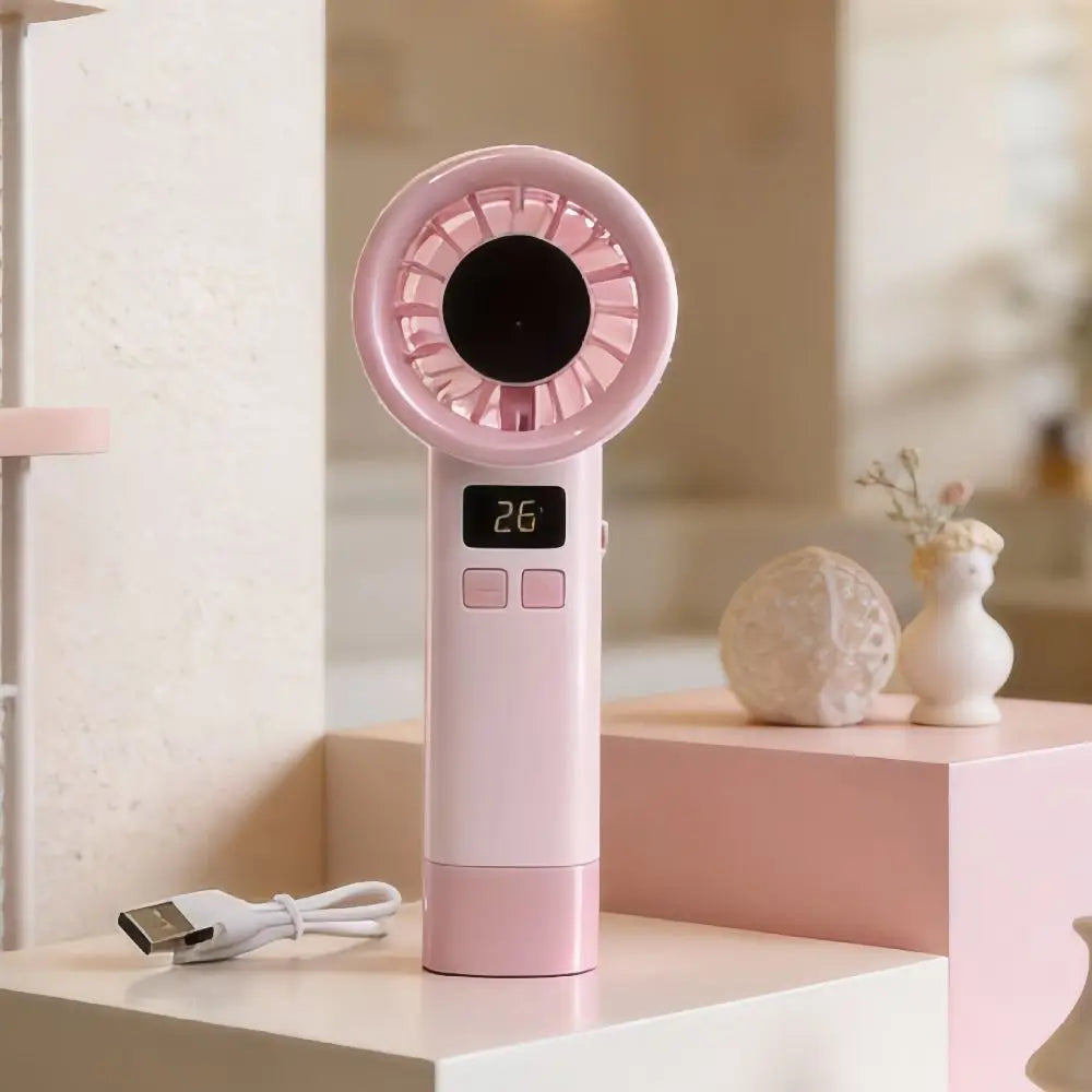 199 Wind Speeds Portable Hand Fan USB Rechargeable Adjustable Mini Bladeless Personal Fan Quiet Operation with Handle Rope Oasis Select