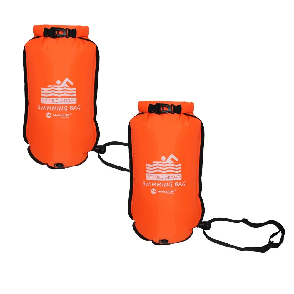 20L Inflatable Open Swimming Buoy Tow Float Dry Bag Double Air Bag with Waist Belt for Swimming Water Sport Storage Safety bag Oasis Select 2 Pieces