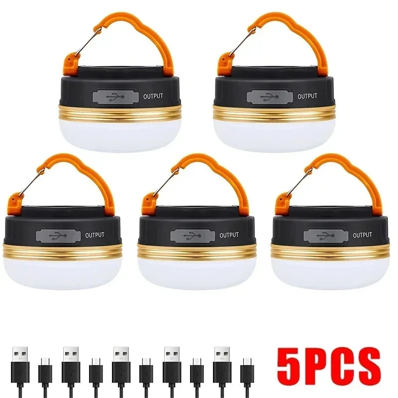 10W LED Portable Camping Light Built-in 1800mAh Battery USB Rechargeable Tent Lantern Outdoor Hiking Night Hanging Camping Lamp Oasis Select 5PCS