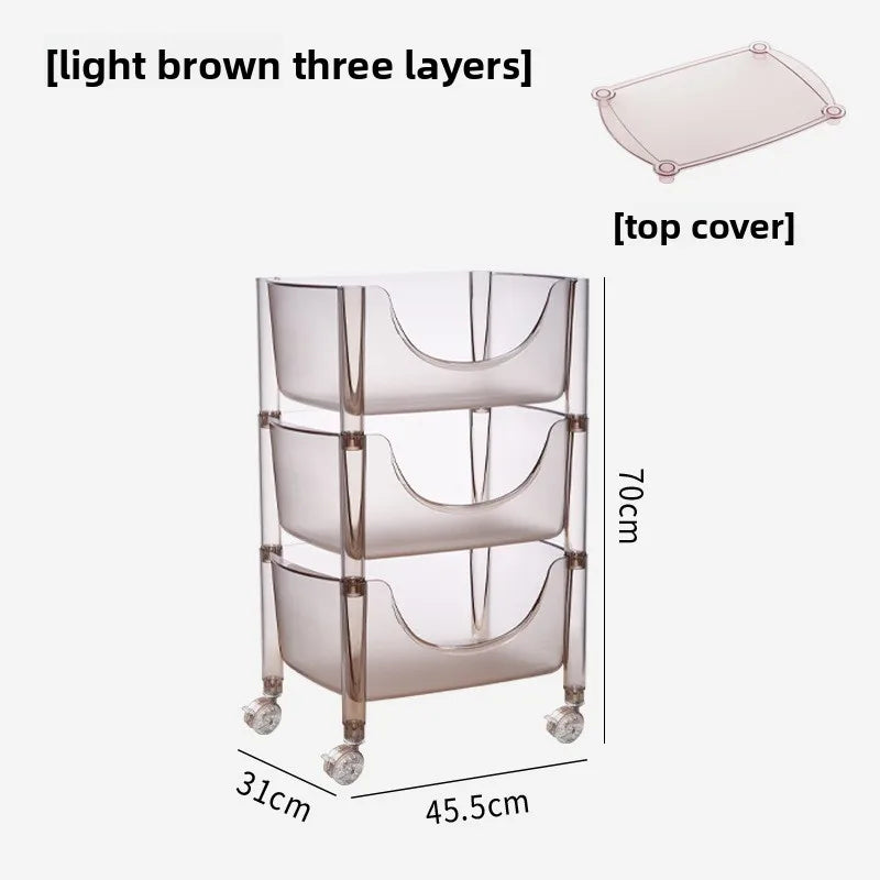 Creative acrylic multi-layer removable shelves ins bedroom kitchen trolley bathroom storage cabinet Oasis Select Light brown 3 layers