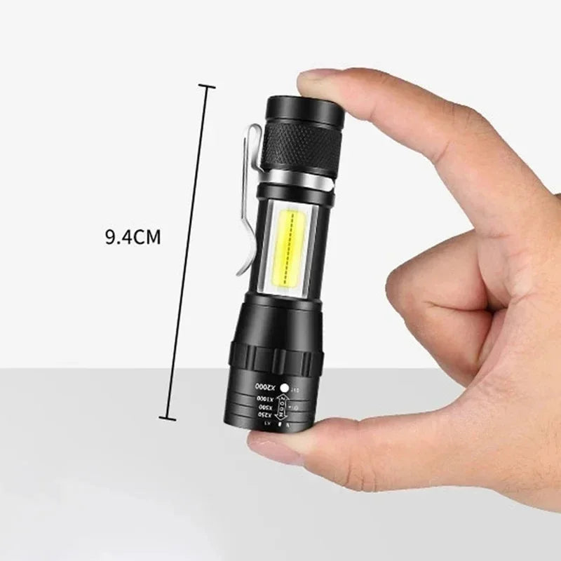 USB Rechargeable Mini Flashlight | COB+XPE Zoomable 3-Mode Torch