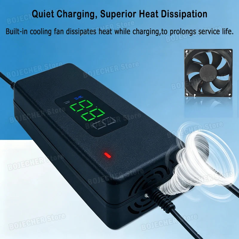 New Lithium Battery Charger 36V 42V / 48V 54.6V 2A Power Supply Adapters With Cooling Fan DC To XLR/GX12/GX16/Xiaomi Adapters Oasis Select