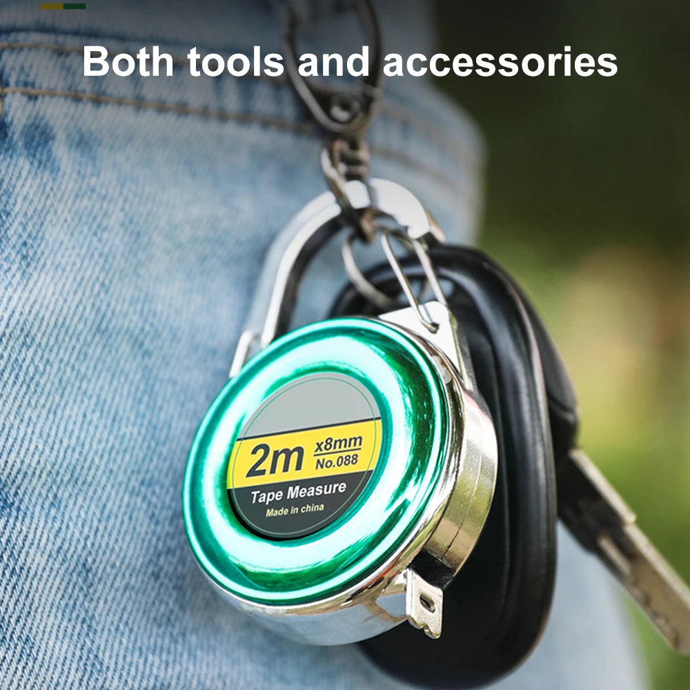 Retractable Keychain Tape Measur Portable Mini Centimeter Inch Retractable Ruler Roulette 2 Meter Measure Tape Gift Oasis Select