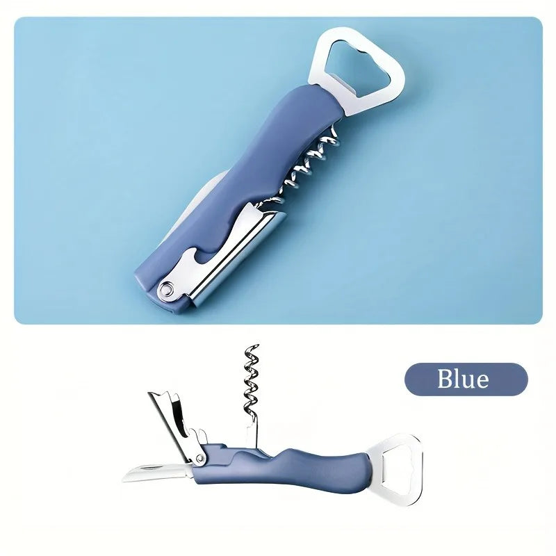 Stainless Steel Multifunctional Portable Bottle Opener, Creative Design for Wine, Beer, and Corks - for Restaurants and Bars Oasis Select Blue