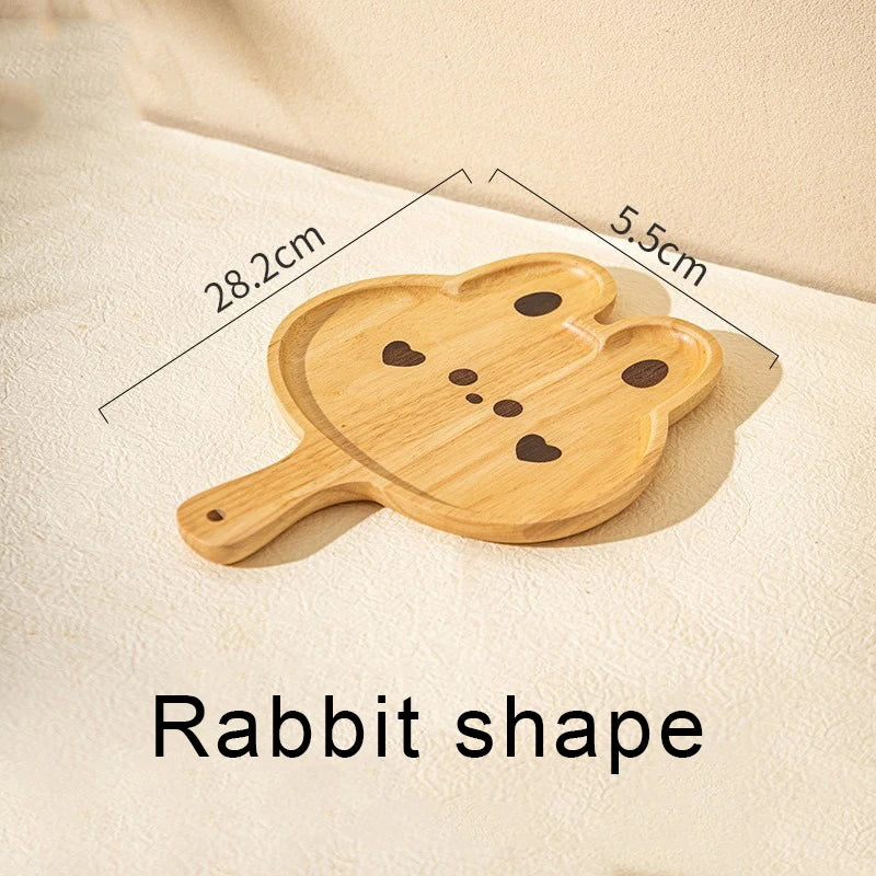 Kids Wooden Cartoon Serving Tray – Bear & Rabbit Handle Tray Kids Serving Tray Oasis Select Rabbit 11 Inches