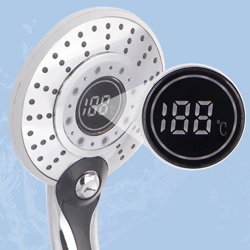 LED Shower Head Digital 3 Modes Adjust Temperature Sensor Hand Held Bathroom ABS Shower Head High Pressure Water Saving Faucet Oasis Select
