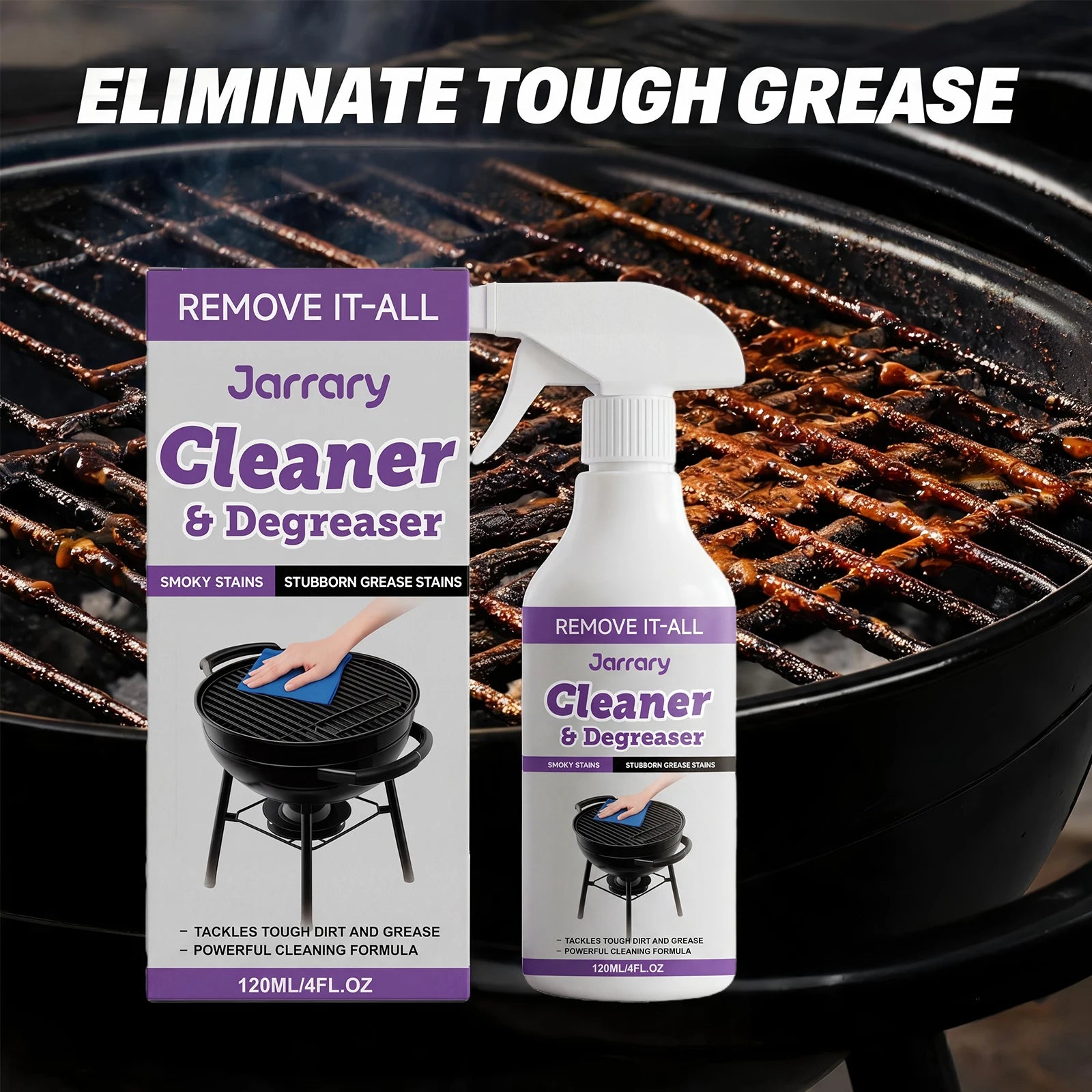 BBQ Grill Cleaner for Stubborn Grease & Smoky Stains Removal Restores Shine Multi-purpose BBQ Grill & Kitchen Cleaner Spray Oasis Select