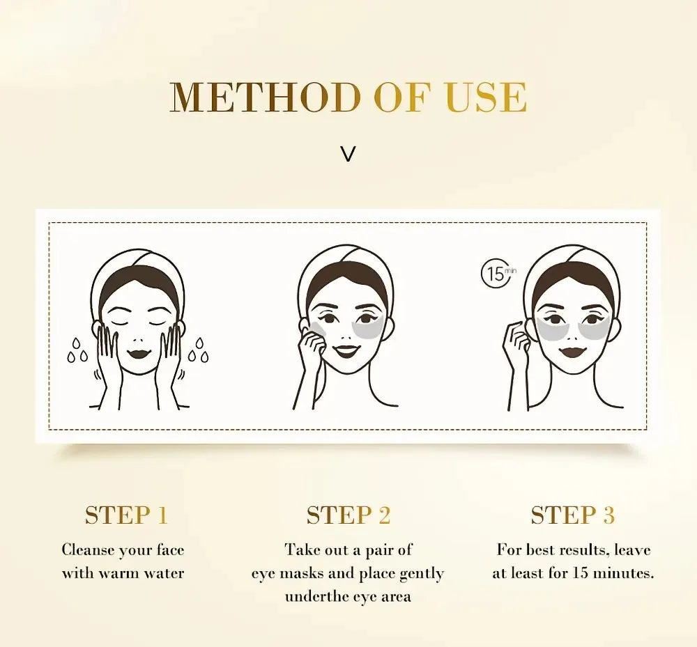 60pcs Golden Moisturizing Eye Mask Relieve Eye Fatigue Nourish Eye Area Collagen Crystal Eye Mask Korean Skin Care Masks Oasis Select