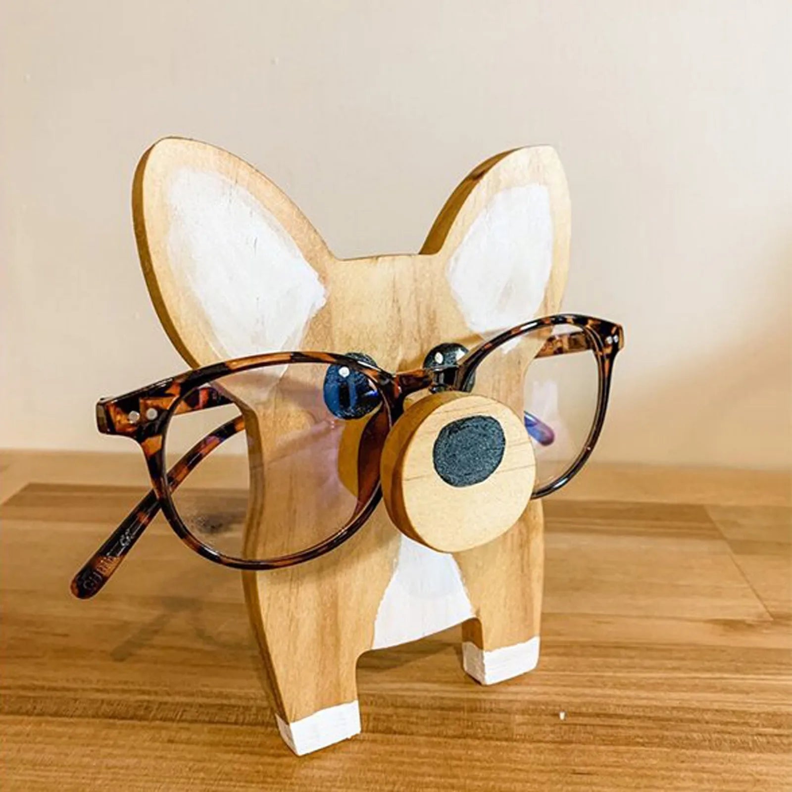 Corgi Dog Glasses Stand Christmas Gift Handmade Wooden Spectacle Holder Cute Pet Eyeglass Display Ornaments Oasis Select